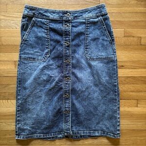 90s Button Front‎ Denim Jean Skirt Women 4 Classic Western Y2K